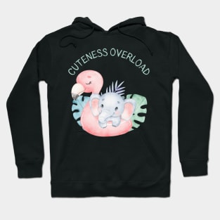 Cuteness overload cutest baby elephant and flamingo pink Hoodie